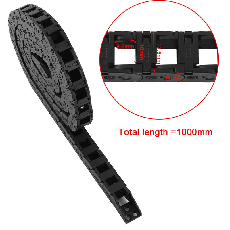 [Australia - AusPower] - BCZAMD 10X11mm Drag Chain Semi Enclosed Type Adjustable Cable Wire Carrier Black 1M Plastic Flexible Nested Drag Chain Cable Track for 3D Printer CNC Router Mill 