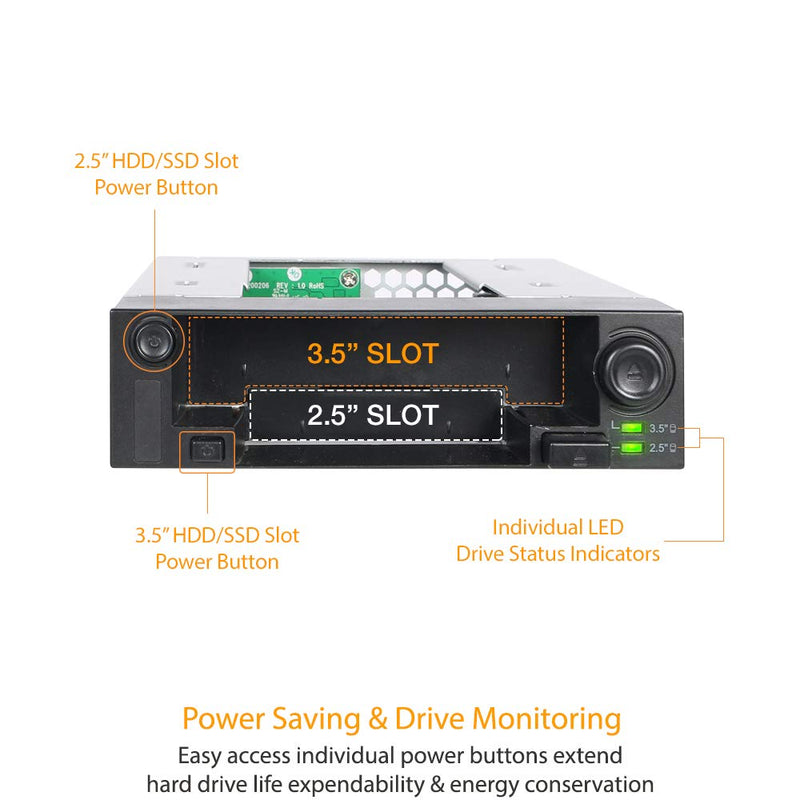 [Australia - AusPower] - ICY DOCK 2.5" & 3.5" SATA HDD/SSD Hot Swap Mobile / Caddy / Docking for External 5.25" Bay | DuoSwap MB971SP-B 