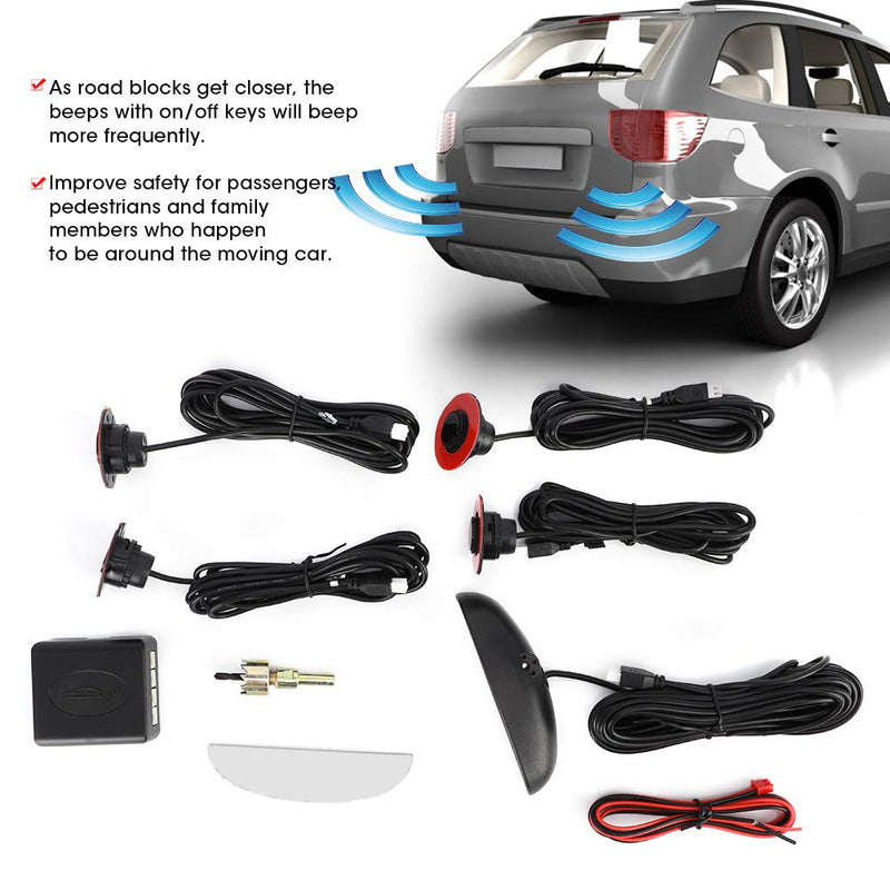 [Australia - AusPower] - KIMISS Car Radar Buzzer Alert System,Parking Assistanc with 4pcs Adjustable Flat Sensors Automobile Reverse Backup Monitor Radar Detectors 