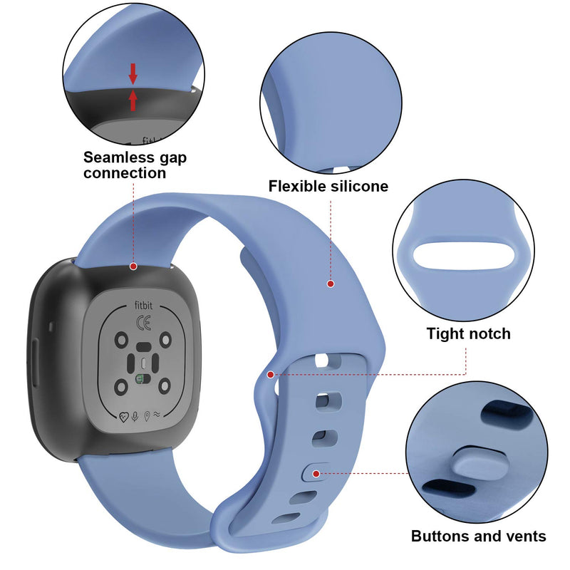 [Australia - AusPower] - OMEE Sense Bands Compatible with Fitbit Versa 3, Soft Silicone Waterproof Sport Strap for Sense/Versa 3 Smart Watch, Replacement Wristband Accessories for Women Men 