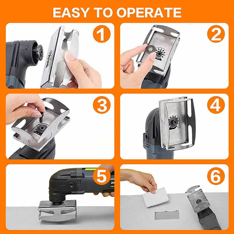 [Australia - AusPower] - Square Slot Cutter One Step in Place Stainless Steel Precise Cutting Quickly with Standard Oscillating for Plastic Metal Drywall Tools Woodworking Multi-Tool Saw Slice Electric Drill Accessories 