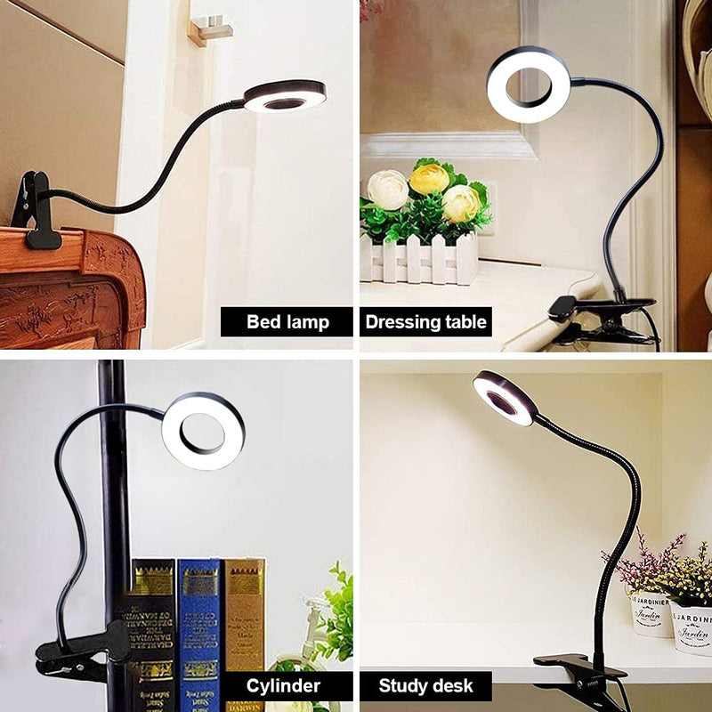 [Australia - AusPower] - W-LITE 6W LED USB Reading Light Clip Laptop Lamp for Book,Piano,Bed Headboard,Desk, Eye-Care 2 Light Color Switchable, Adapter Included, Black 