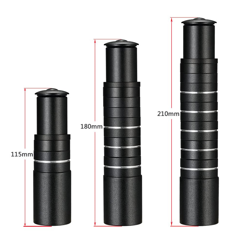 [Australia - AusPower] - Boenoea Bike Stem Riser Bike Fork Stem Extender 115mm 180mm 210mm Aluminium Alloy Bicycle Handlebar Raiser Head Up Adapter for Mountain Bike, Road Bike, MTB, BMX, Fixie Black-115mm 