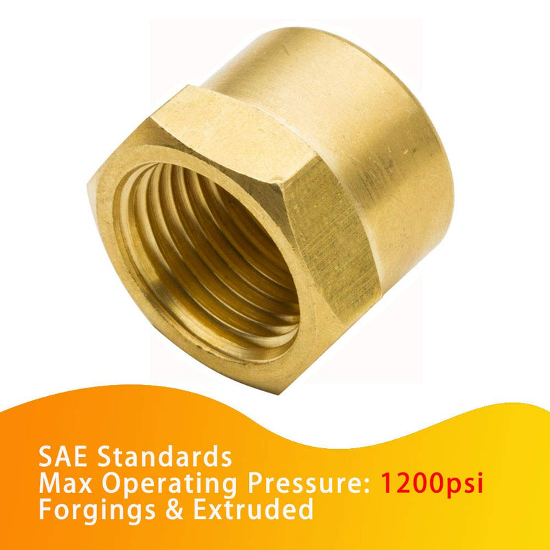 [Australia - AusPower] - Legines Brass Pipe Fitting Cap 1/4" NPT Female Hex Head 1200psi High Pressure, 5pcs 
