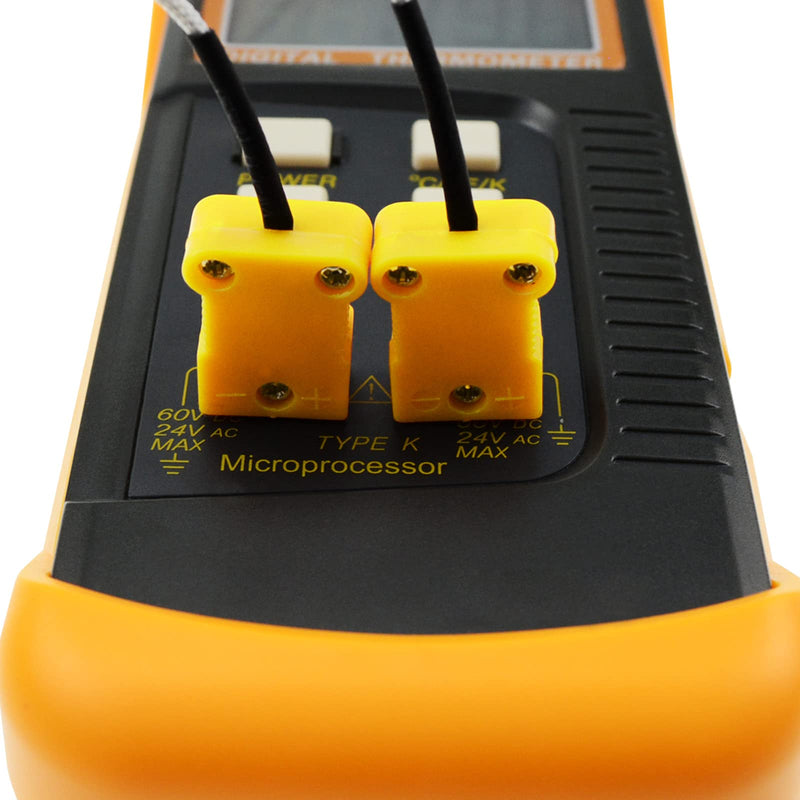 [Australia - AusPower] - GAIN EXPRESS K-Type Thermocouple Thermometer with 4 Probes(Wired & Stainless Steel) Dual Channel High Temperature Kelvin Scale Meter Indicator Thermometer with 4 thermocouple probes 