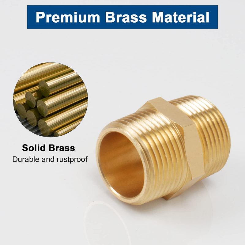 [Australia - AusPower] - BathAce Solid Brass Hex Nipples , Thread-Good Airtightness, Heavy Brass Pipe Adapter Fittings, Equal Connectors (1 NPT x 1 NPT Male, 1) 1 NPT x 1 NPT Male 