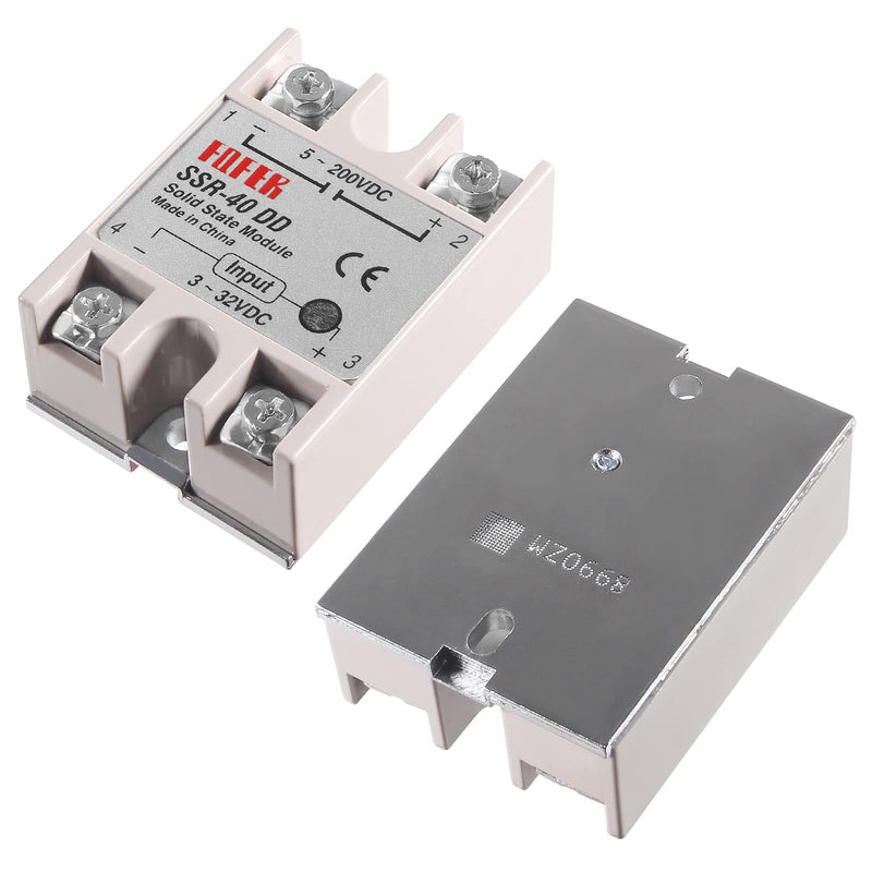 [Australia - AusPower] - Alinan 2pcs SSR-40DD Solid State Relay DC to DC Input 3-32V DC Output 5-60V DC Single Phase Semi-Conductor Relay 2 