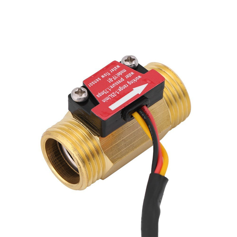 [Australia - AusPower] - G1/2'' Electric Magnetic Turbine Water Flow Meter Magnetic Brass Inline Hall Flow Sensor Switch External Threaded 1-25L/min 