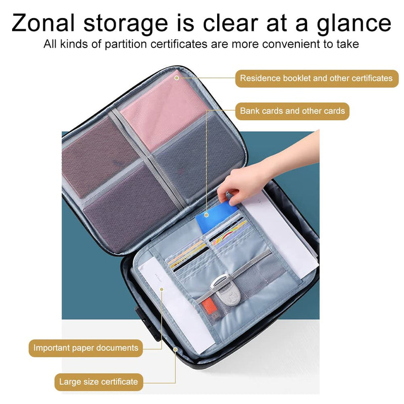[Australia - AusPower] - Document Bag File Organizer Bag with Lock Waterproof Safe Document Organizer with Handle, Portable Filing Storage Box for Documents ,File, Passport & Certificate 