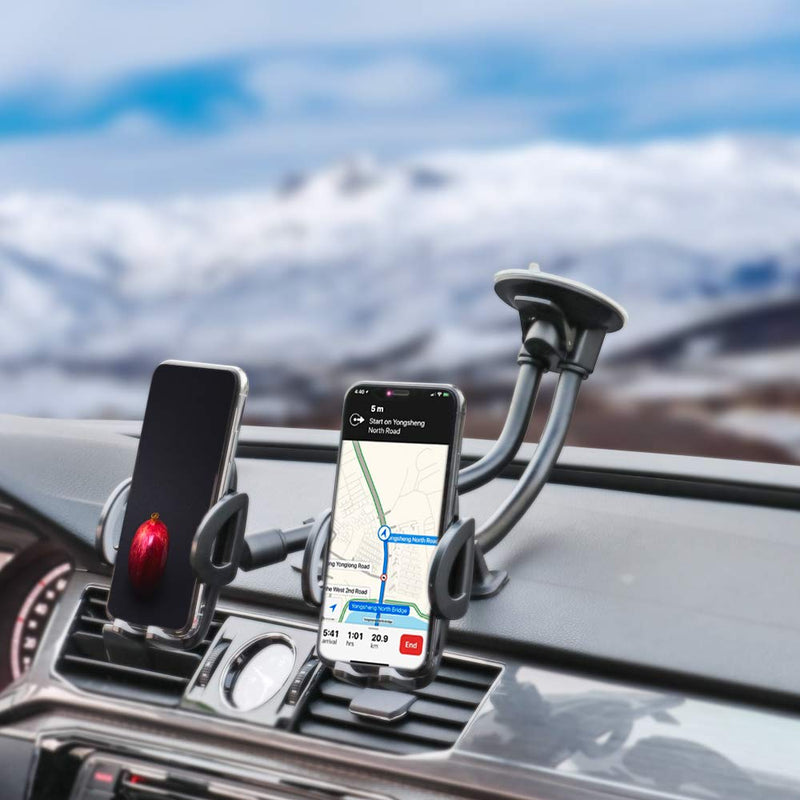 [Australia - AusPower] - Kolasels Dual Phone Holder for Car , Phone Mount for Truck Windshield/Dashboard Compatible with iPhone 11/Xs/Xr/X/8 Plus/8/7/6, Samsung Note 10+/10/9/8/7, HTC, LG and More 3.5-6.5 inch Cell Phone 