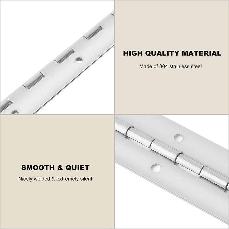 [Australia - AusPower] - 4Pack 12 Inch Stainless Steel Continuous Hinges, Piano Hinge with Holes, Home Furniture Hardware Continuous Piano Hinges for Piano, Cabinet 