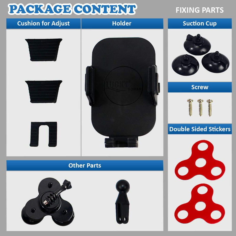 [Australia - AusPower] - LUCKYLAKER Strong Suction Phone Mount Base Universal Marine Electronic Mount Ball Kayak Fish Finder Holder Car Fishing for Truck Boat Canoe 