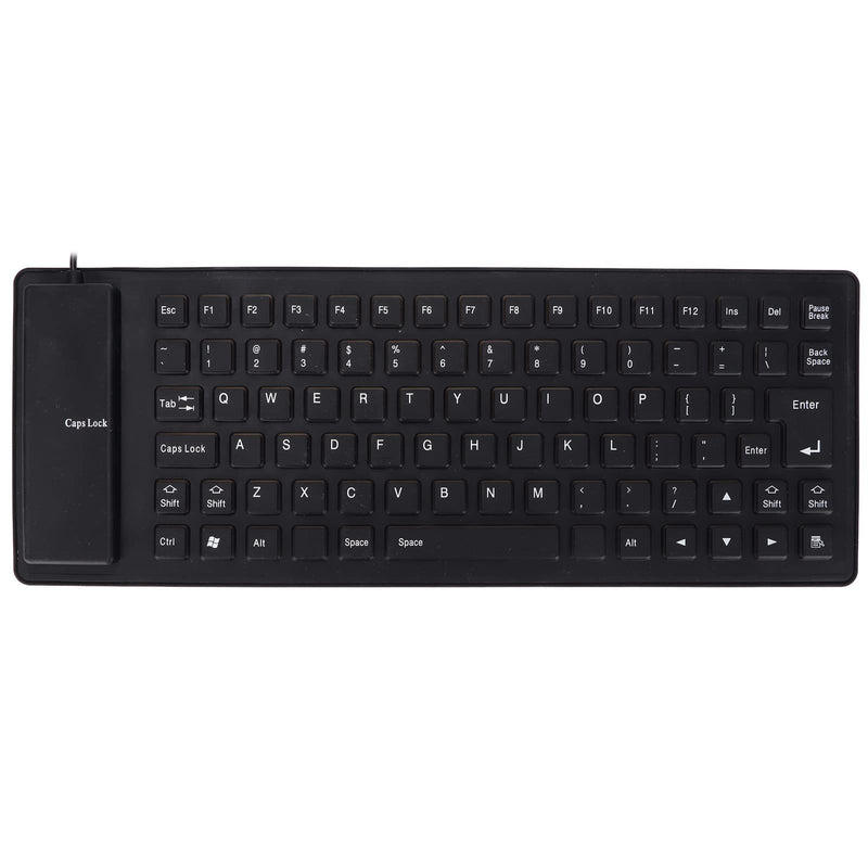 [Australia - AusPower] - Roll-up Silicone Keyboard, Fully Sealed Silent Soft Keyboard Lightweight Portable USB Wired Keyboard 85 Keys Foldable Waterproof Flexible Keyboard(Black) black 