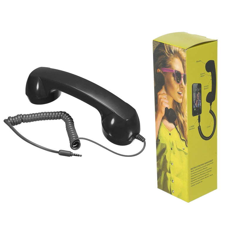 [Australia - AusPower] - MECCANIXITY 3.5mm Retro Telephone Handset Phone Telephone Receiver for Microphone Speaker Smooth Black 