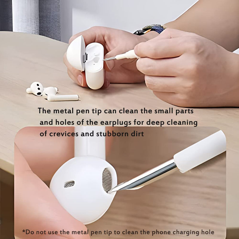 [Australia - AusPower] - Bluetooth Earbuds Cleaning Pen, Multifunction Airpod Cleaner Kit with Soft Brush for Wireless Earphones Bluetooth Headphones Charging Box Accessories, Computer, Camera and Mobile Phone (White) White 