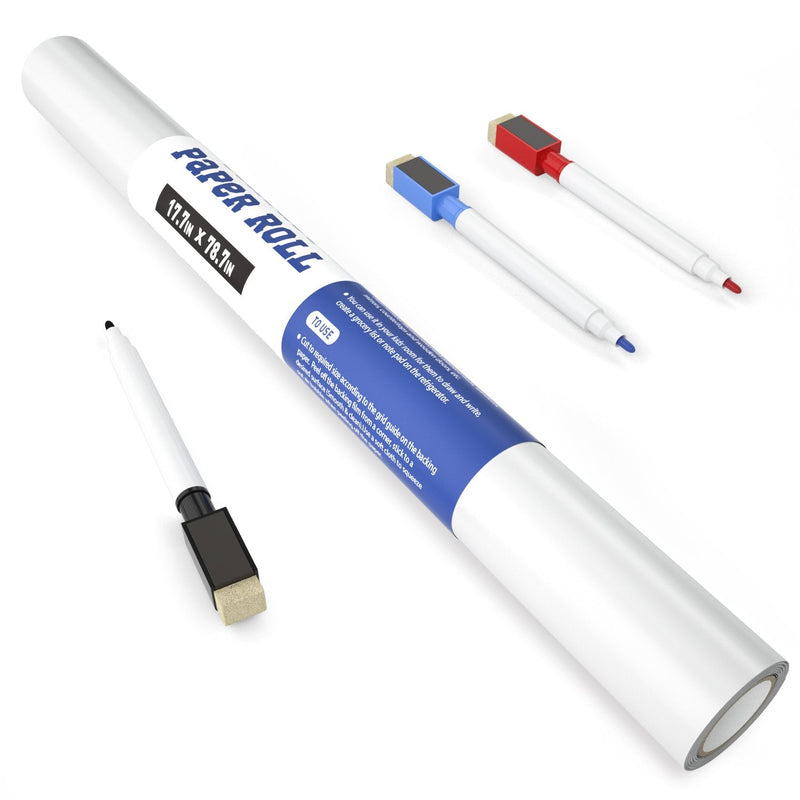 [Australia - AusPower] - Nicpro Dry Erase Paper Stick On, 17.7" X 78.7"(6.5 ft）Self Adhesive White Contact Wallpaper Whiteboard Sticker Decal to Do List with 3 Color Water-Based Pens for Home Office 