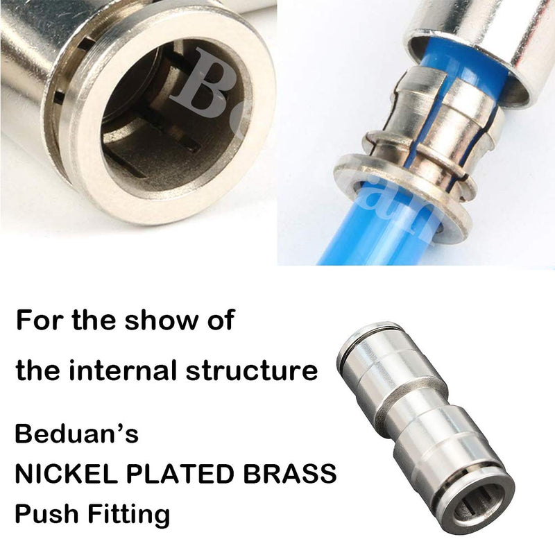 [Australia - AusPower] - Beduan Push to Connect Fitting 3/8" OD Nickel-Plated Copper Pneumatic Air Fitting Straight Union Tube Connector 3/8 Inch 1 