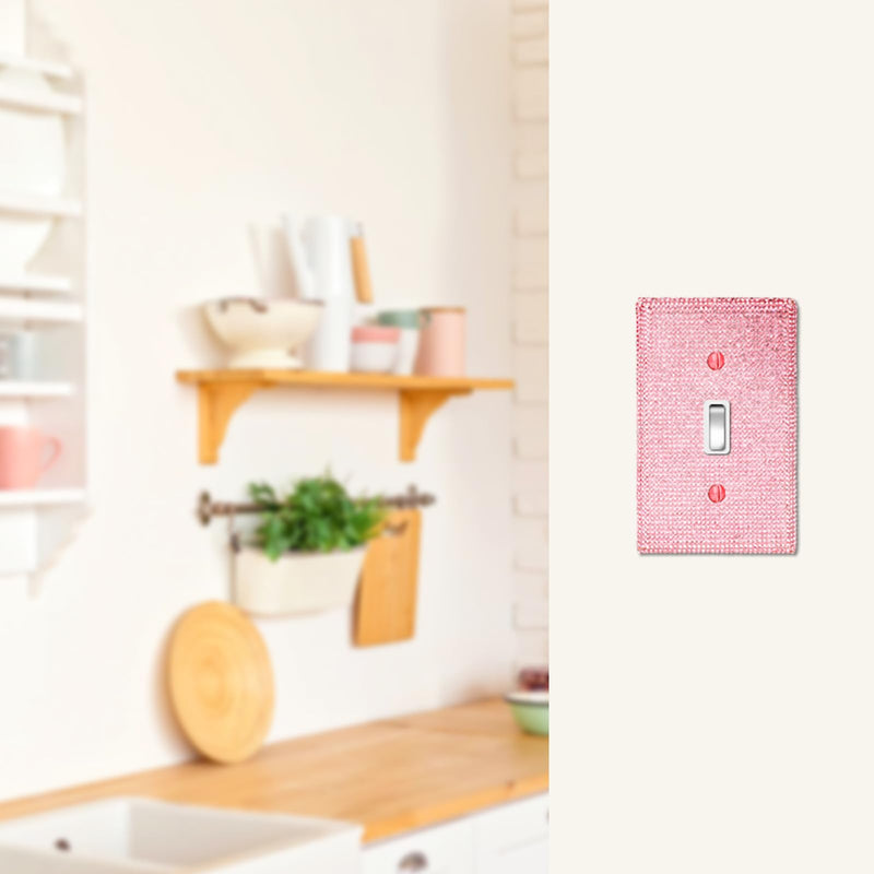 [Australia - AusPower] - Pink Light Switch Cover Pink Shiny Wall Plate Cover Rhinestones Outlet Covers Decorative Bling Switch Cover Rhinestone Light Switch Cover Shiny Single Light Switch Decorative Cover 