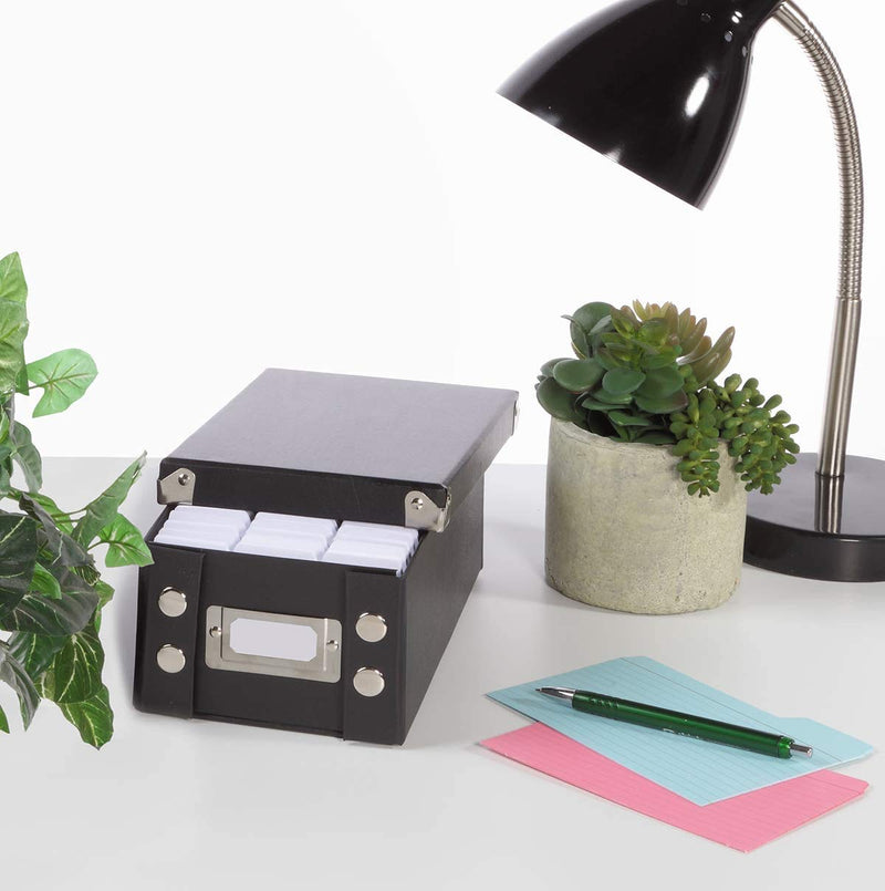 [Australia - AusPower] - Snap-N-Store Index Card Holder - Collapsible Organizer Box fits 1100 3x5-Inch Flash Cards - Business, Recipe, or Note Card Storage Boxes - 1 Pack, Black 3 x 5, 1 Pack 