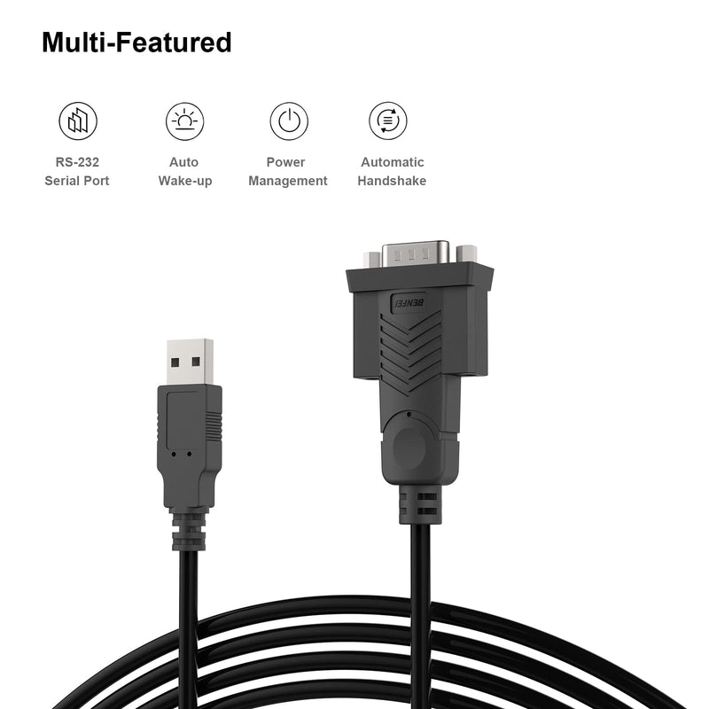 [Australia - AusPower] - USB to Serial Adapter, Benfei 6 Feet USB to RS-232 Male (9-pin) DB9 Serial Cable, Prolific Chipset, Windows 10/8.1/8/7, Mac OS X 10.6 and Above 