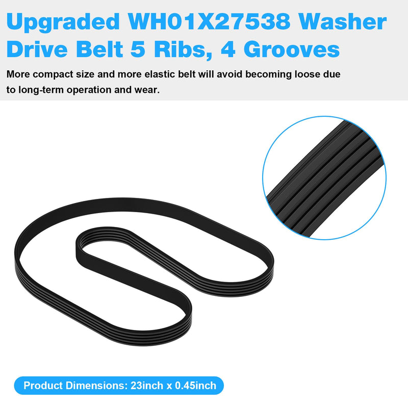 [Australia - AusPower] - WH01X27538 Washer Motor Drive Belt Replacement GE Hotpoint Clothes Washing Machine Parts PS12299369, AP6328256, 4587903,290D1101P005-22" Long, 5 Ribs, 4 Grooves 