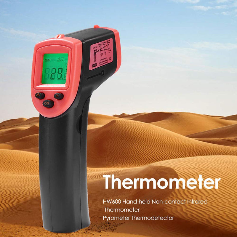 [Australia - AusPower] - GoolRC HW600 Handheld Non-Contact Infrared Thermometer LCD Display Temperature Meter Digital IR Industrial Thermometer Laser Pyrometer Thermometer -58~1122°F (NOT for Humans) Battery Not Included Red 