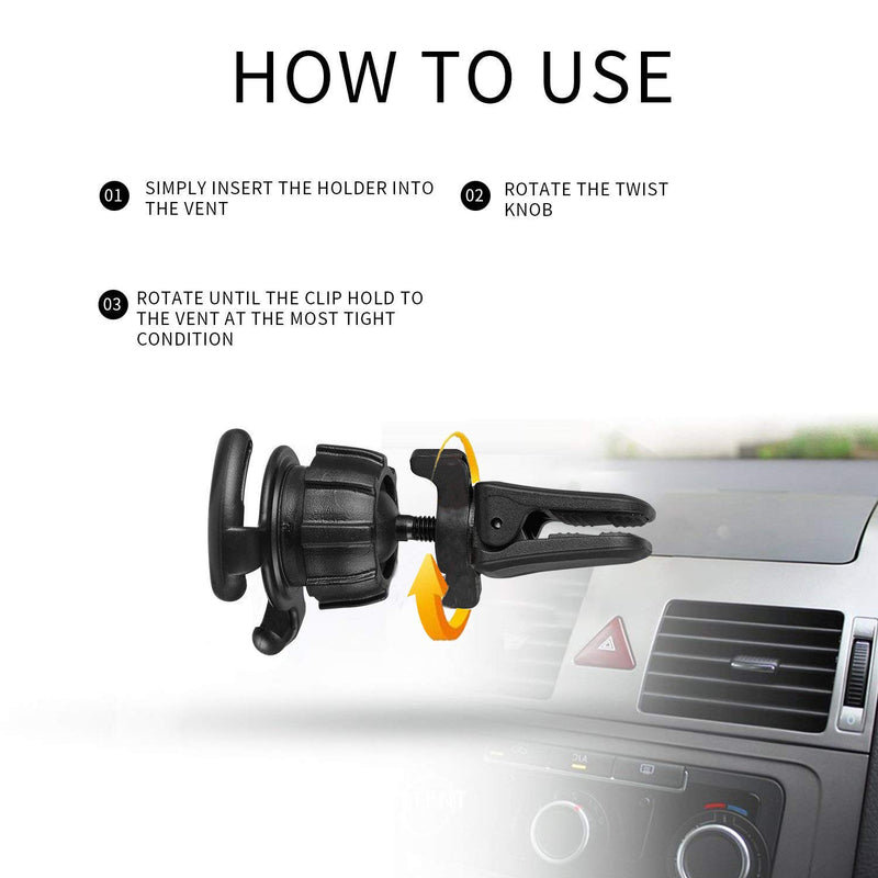 [Australia - AusPower] - Universal Air Vent Car Mount and Dashboard Sticker Holder(2 Pack) - KSWNG 360° Rotation Clip Car Mount Phone Holder with Adjustable Switch Lock for Smartphones GPS Navigation 