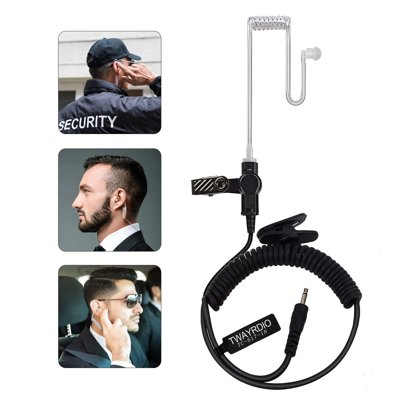 [Australia - AusPower] - Receiver/Listen Only 3.5mm Surveillance Headset Earpiece with Clear Acoustic Coil Tube and One Pair Medium Earmolds One Mushroom Earbud Ear Tip for Motorola and Kenwood Radio Speaker Mics 