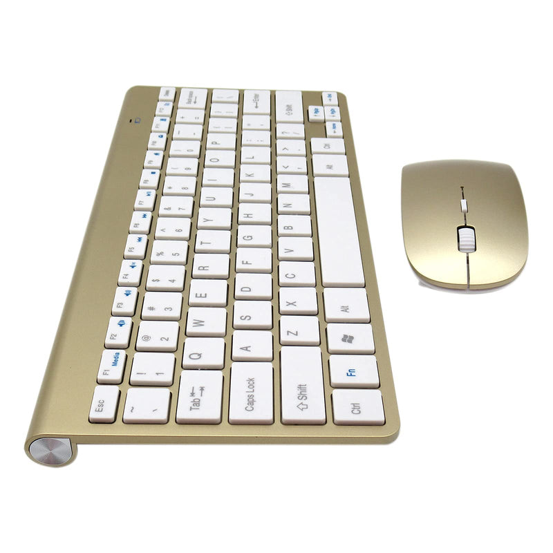 [Australia - AusPower] - USonline911 Premium Quality Gold Wireless Keyboard and Mouse, Wireless Mouse and Keyboard Combo, 2.4GHz Silent USB Wireless Keyboard Mouse Combo Waterproof for PC Desktops Computer, Laptops, Windows 