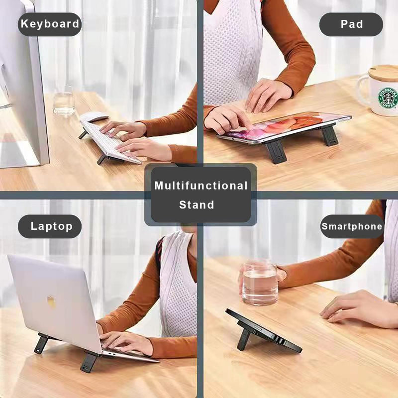 [Australia - AusPower] - DRM 2 Pcs Mini Laptop Stand, Portable Invisible Computer Keyboard Stand Notebook Holder Cooling Laptop Stand Ergonomic Lightweight Holder Mount for Laptop MacBook Wireless Keyboard (Black) Black 