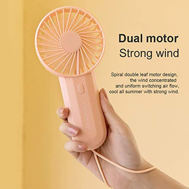 [Australia - AusPower] - Oluote Mini Handheld Fan, Personal Portable Fan with USB Rechargeable Battery 4000mA/3-9 Hours Working Time, 3 Levels Speed, Double Leaf, Quiet Air Conditione for Home Office Outdoor Travel (Pink) Pink 