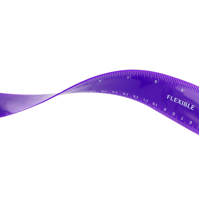 [Australia - AusPower] - Emraw 12 inches (30 cm) Shatterproof Flexible Rulers Designed in Black, Blue, Green, Pink, Purple, and Orange - Great for School, Home, & Office – (6 Pack) 
