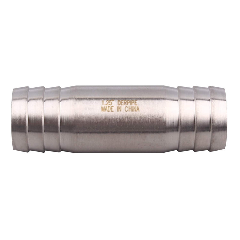 [Australia - AusPower] - DERPIPE Stainless Steel 1-1/4" Hose Barb, Straight Splice Extend tubing Fitting, Union Coupling Fitting 1.25 Inch 