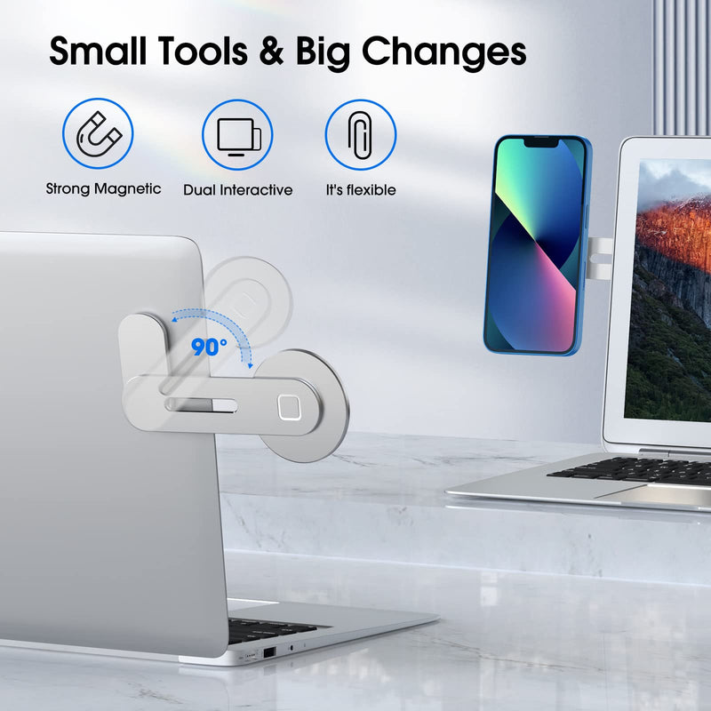 [Australia - AusPower] - TechMatte Magnetic Laptop Phone Holder Computer Monitor Expansion Bracket, Adjustable Laptop Extender Side Mount Compatible with iPhone 13 & iPhone 12 Series MagSafe Case 