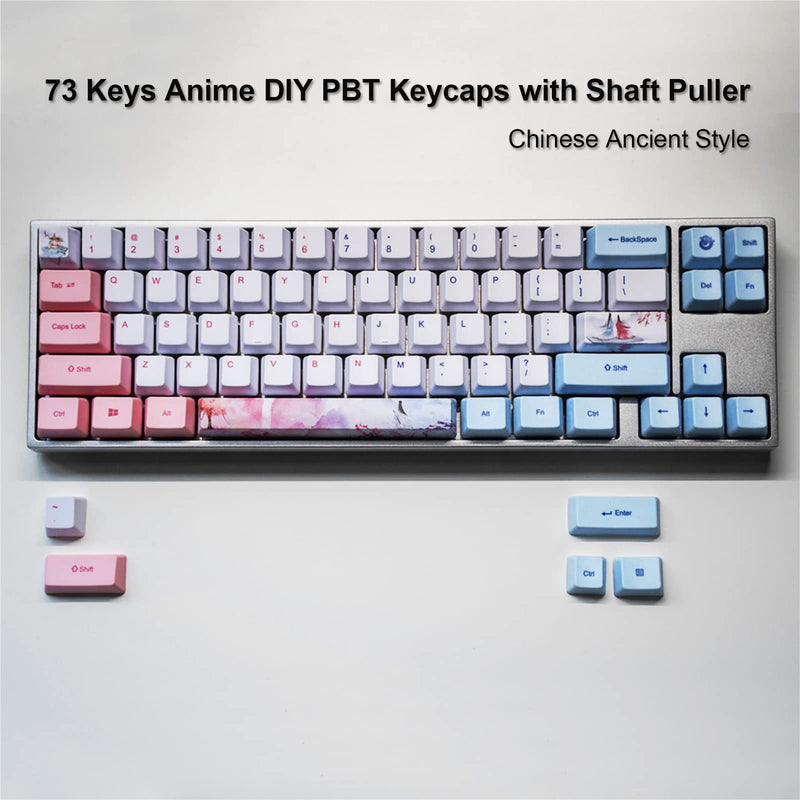 [Australia - AusPower] - 73 Pcs Five Faced Dyed Anime DIY Keycaps, PBT Keycap Set with Shaft Puller, for Mechanical Keyboards(Anime Keycaps) 73 Sansei III 