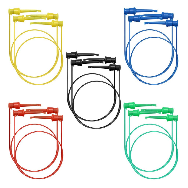 [Australia - AusPower] - Sumnacon 10 Pcs Multimeter Electrical Test Dual Lead Test Hook Clips - 5 Colors Silicone Minigrabber to Minigrabber Flexible Test Cables for Electronic, Component, Testing Connecting 