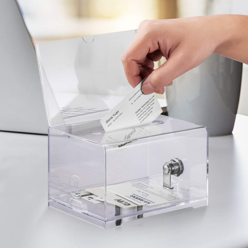 [Australia - AusPower] - Polmart Clear Suggestion/Business Card Drawing Box with Sign and Lock 1 Box 