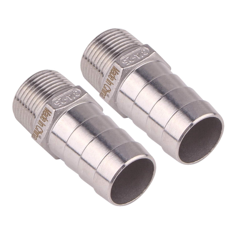 [Australia - AusPower] - DERNORD Stainless Steel 1" Hose Barb x 3/4" NPT Male - Home Brew Pipe Fitting Pack of 2 