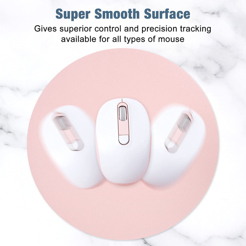 [Australia - AusPower] - Hsurbtra Mouse Pad, Double-Sided PU Leather Small Round Mousepad 8.7 x 8.7 Inch,Anti-Slip Waterproof Mouse Mat, Pretty Cute Mouse Pad for Office Home Gaming Laptop Men Women Kid,Pink & Blue Pink 
