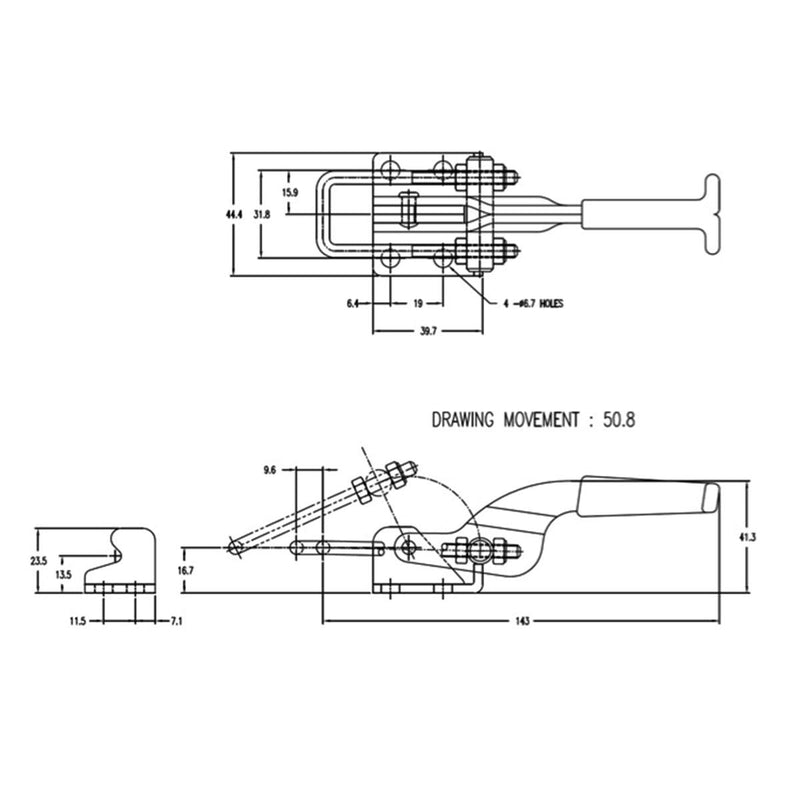 [Australia - AusPower] - POWERTEC 20307 Heavy Duty Adjustable Latch-Action U Bolt Toggle Clamp 431 - 700 lbs Holding Capacity, 1PK 1 Pack 