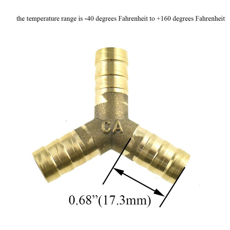 [Australia - AusPower] - Hahiyo Brass Hose Barb Y Shape 3 Way Fittings 9.5mm Inner Dia Multiple Directions Pipe Line Clamp Elbow Adapter Flow Smoothly Close Enough Not Leak Wide Temperature Range for Water Fuel Oil Gas 1pcs Y Shape-3/8"-1Pieces 