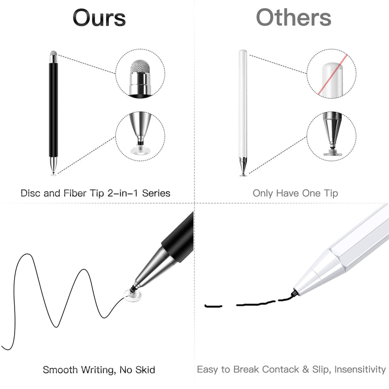 [Australia - AusPower] - Stylus for iPad (2 Pcs), StylusHome Magnetic Disc Universal Stylus Pens Touch Screens for Apple/iPhone/Ipad pro/Mini/Air/Android/Microsoft/Surface All Capacitive Touch Screens - Black/White 