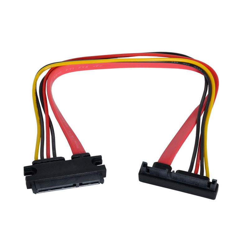 [Australia - AusPower] - Xiwai Down Angled SATA III 3.0 7+15 22 Pin SATA Male to Female Data Power Extension Cable 30cm 