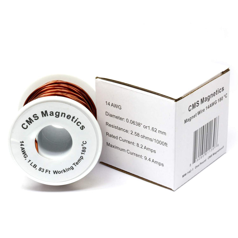 [Australia - AusPower] - 14 Gauge Magnet Wire | 14 AWG Enameled Copper Wire as Speaker Coil, Power Tools, Electronics Winding Wire| One Pound Spool 
