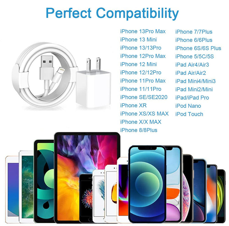 [Australia - AusPower] - [Apple MFi Certified] iPhone Charger, 2Pack Lightning Cable Apple Charging Cords & Fast Quick USB Wall Charger Travel Plug Adapter Compatible with iPhone 12/11 Pro/11/XS MAX/XR/8/7/6s/6 Plus/AirPods 
