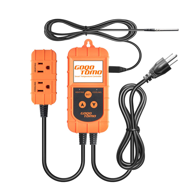 [Australia - AusPower] - GOQOTOMO Smart Temperature Controller Thermostat Heating and Cooling Mode for Homebrew Fermenter Greenhouse Terrarium 100-240VAC NTC Sensor Improved Version 