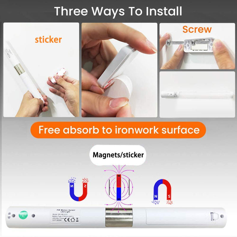 [Australia - AusPower] - Under Cabinet Lighting,Wireless Led Closet Light Battery Powered Motion Sensor Light 21 LED Bulb Magnetic Stick-on Night Light Bar for Kitchen , Stairway , Wardrobe,Hallway - 2 Pack White-2pack 