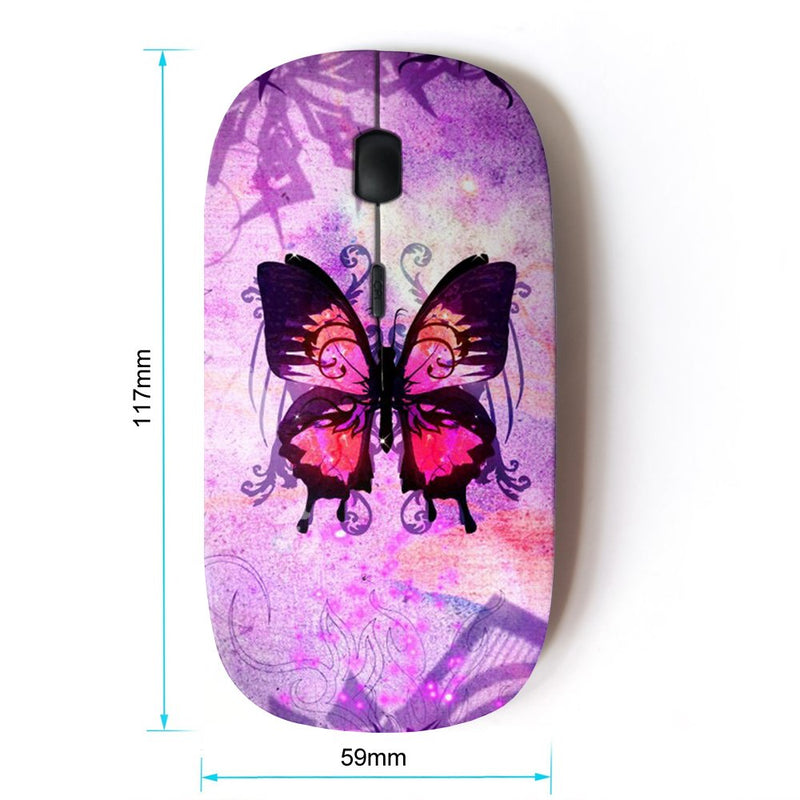[Australia - AusPower] - KOOLmouse [ Optical 2.4G Wireless Mouse ] [ Purple Pen Art Floral Butterfly ] 