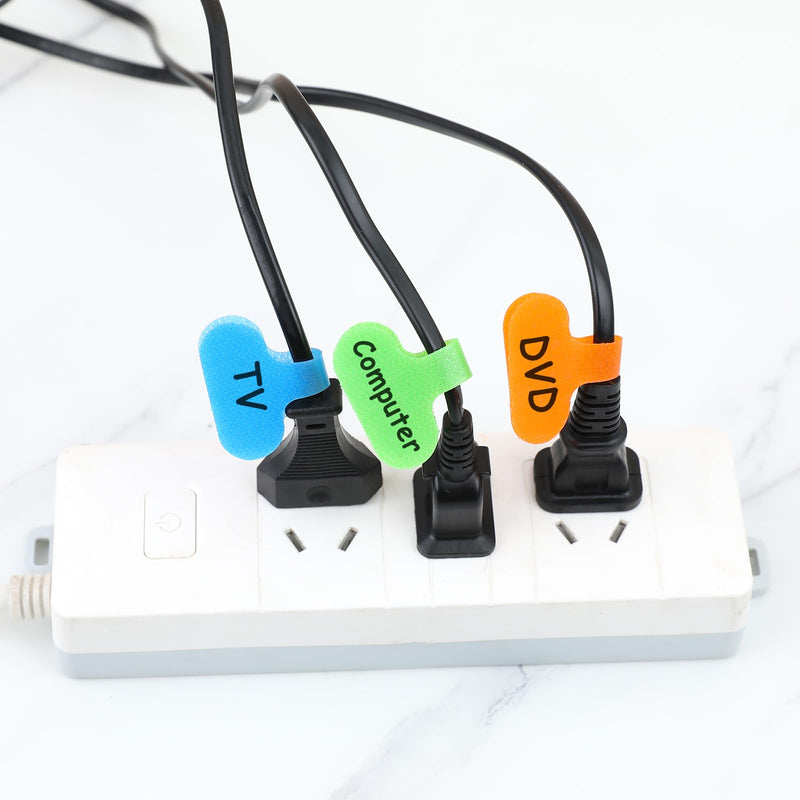 [Australia - AusPower] - 40 PCS Cable Labels, Multi-Color Write On Cord Labels, Self-Adhesive Nylon Cord Tags for Electronics, Reusable Network Wire Tags for Cable Wires Management and Identification 