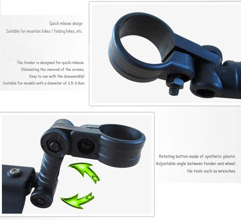 [Australia - AusPower] - Adjustable Road Mountain Bike Bicycle Cycling Tire Front/Rear Mud Guards Mudguard Fenders Set Black-1 